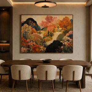 Autumn Canopy Landscape Wall Art styled interior scene 3 | OILDECO