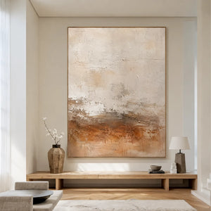 Copper Horizon Abstract Wall Art styled interior scene 1 | OILDECO