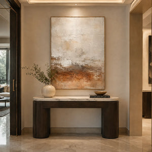 Copper Horizon Abstract Wall Art styled interior scene 3 | OILDECO