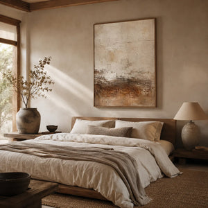 Copper Horizon Abstract Wall Art styled interior scene 5 | OILDECO