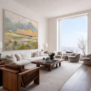 Pastel Marsh Landscape Wall Art styled interior scene 3 | OILDECO