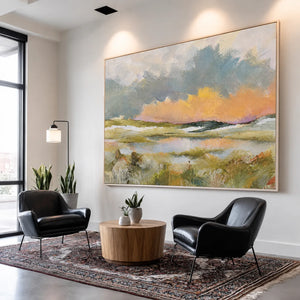 Pastel Marsh Landscape Wall Art styled interior scene 4 | OILDECO