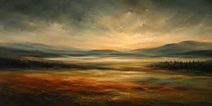 Amber Estuary Landscape Wall Art artwork view | OILDECO