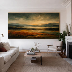 Amber Estuary Landscape Wall Art styled interior scene 2 | OILDECO