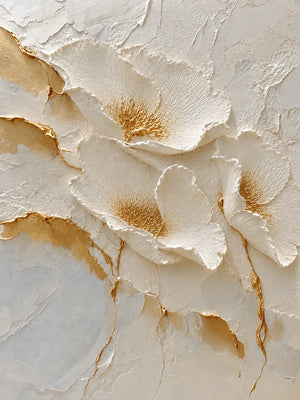 Ivory Poppies Relief Wall Art artwork view | OILDECO
