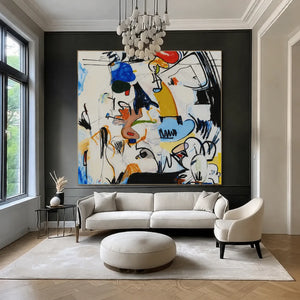 Chromatic Scribble Abstract Wall Art styled interior scene 3 | OILDECO