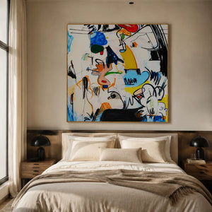 Chromatic Scribble Abstract Wall Art styled interior scene 5 | OILDECO
