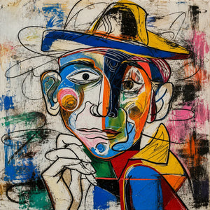 Chromatic Hat Portrait Wall Art artwork view | OILDECO