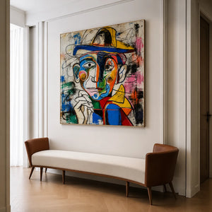 Chromatic Hat Portrait Wall Art styled interior scene 1 | OILDECO