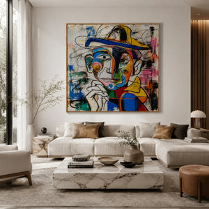 Chromatic Hat Portrait Wall Art styled interior scene 5 | OILDECO