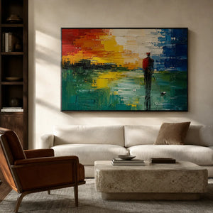 Sunset Pier Ocean Wall Art styled in a contemporary entryway | Oildeco