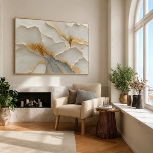 Golden Poppies Relief Wall Art styled interior scene 1 | OILDECO