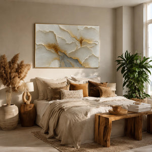 Golden Poppies Relief Wall Art styled interior scene 3 | OILDECO
