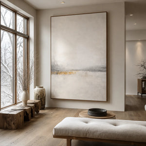 Quiet Gold Horizon Abstract Wall Art styled interior scene 2 | OILDECO