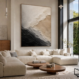 Monochrome Drift Textured Wall Art styled interior scene 1 | OILDECO