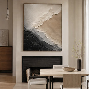 Monochrome Drift Textured Wall Art styled interior scene 2 | OILDECO