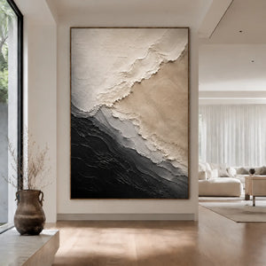 Monochrome Drift Textured Wall Art styled interior scene 3 | OILDECO