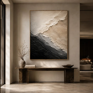 Monochrome Drift Textured Wall Art styled interior scene 5 | OILDECO
