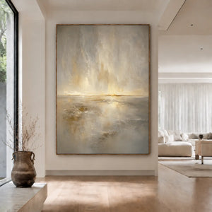 Golden Veil Horizon Wall Art styled interior scene 3 | OILDECO