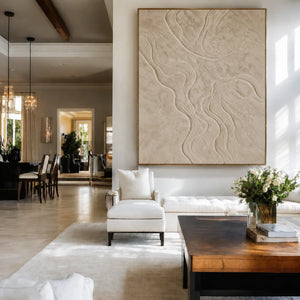 Ivory Contour Textured Wall Art styled interior scene 4 | OILDECO