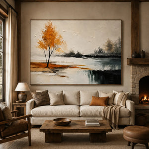 Amber Birch Landscape Wall Art styled interior scene 1 | OILDECO