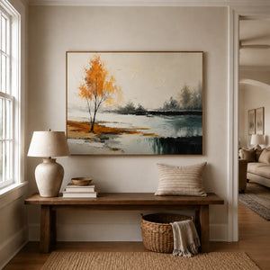 Amber Birch Landscape Wall Art styled interior scene 5 | OILDECO