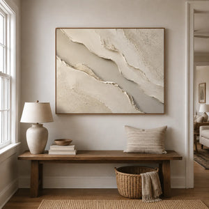Ivory Rift Textured Wall Art styled interior scene 1 | OILDECO