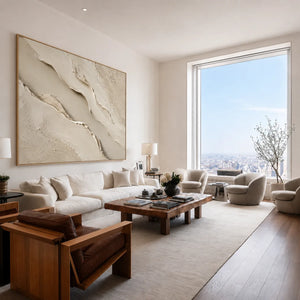 Ivory Rift Textured Wall Art styled interior scene 3 | OILDECO