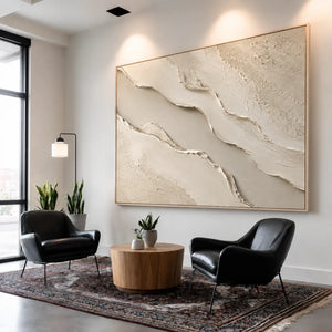 Ivory Rift Textured Wall Art styled interior scene 4 | OILDECO