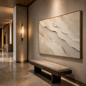 Ivory Rift Textured Wall Art styled interior scene 5 | OILDECO
