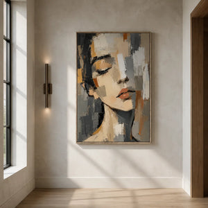 Soft Gaze Portrait Wall Art shown in a quiet home office | Oildeco