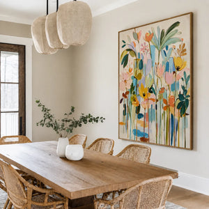 Pastel Garden Floral Wall Art styled interior scene 2 | OILDECO