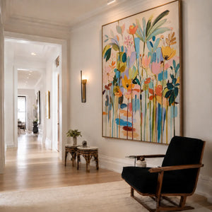 Pastel Garden Floral Wall Art styled interior scene 3 | OILDECO
