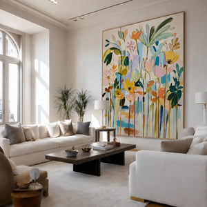 Pastel Garden Floral Wall Art styled interior scene 4 | OILDECO