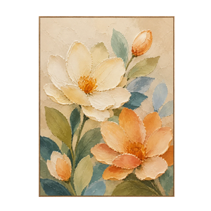 Apricot Bloom Floral Wall Art | OILDECO
