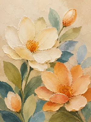 Apricot Bloom Floral Wall Art artwork view | OILDECO
