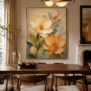 Apricot Bloom Floral Wall Art styled interior scene 1 | OILDECO