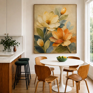 Apricot Bloom Floral Wall Art styled interior scene 5 | OILDECO