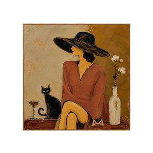 Burgundy Hat Figure Wall Art | OILDECO