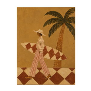 Golden Palm Surfer Wall Art | OILDECO