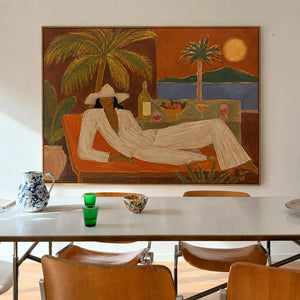Riviera Recline Figure Wall Art styled interior scene 1 | OILDECO