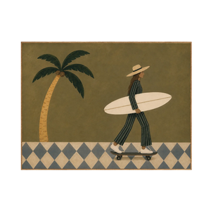 Olive Surfer Figure Wall Art | OILDECO