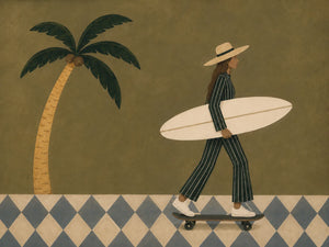 Olive Surfer Figure Wall Art artwork view | OILDECO
