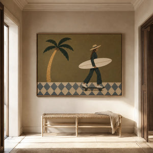 Olive Surfer Figure Wall Art styled interior scene 4 | OILDECO