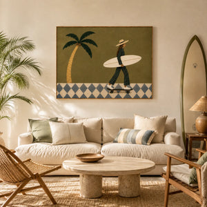 Olive Surfer Figure Wall Art styled interior scene 5 | OILDECO