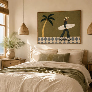Olive Surfer Figure Wall Art styled interior scene 6 | OILDECO