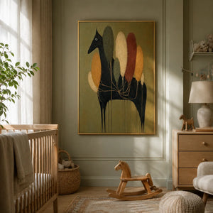 Midnight Grove Horse Wall Art shown in a quiet home office | Oildeco