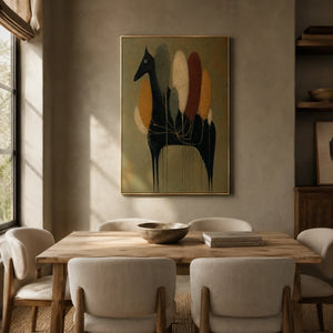 Midnight Grove Horse Wall Art styled with minimal interior decor | Oildeco