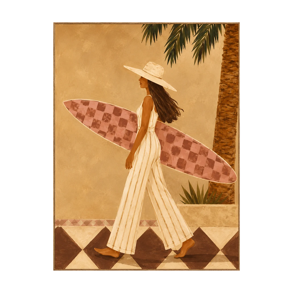 Sunlit Surf Walk Figure Wall Art