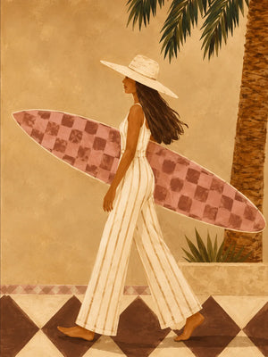 Sunlit Surf Walk Figure Wall Art artwork view | OILDECO